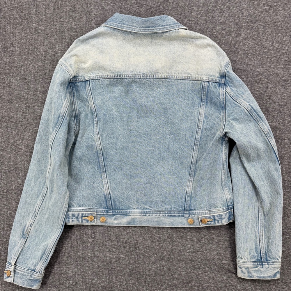 KUT from the Kloth Quinn Button Front Panel Jacket Light Wash Denim  Small - Picture 6 of 6